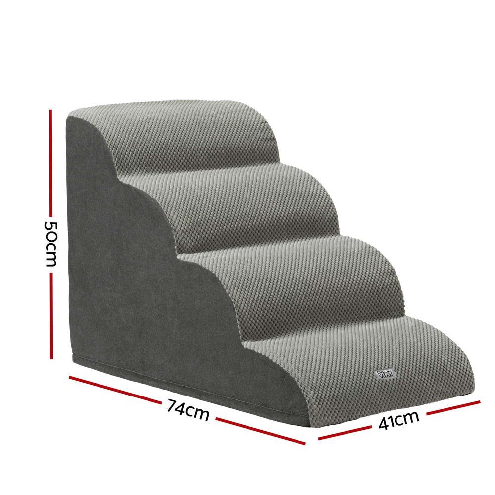 i.Pet Dog Ramp Steps Foam 4 Tier Pet Stairs For Bed Sofa Car Portable Indoor - Harrogates
