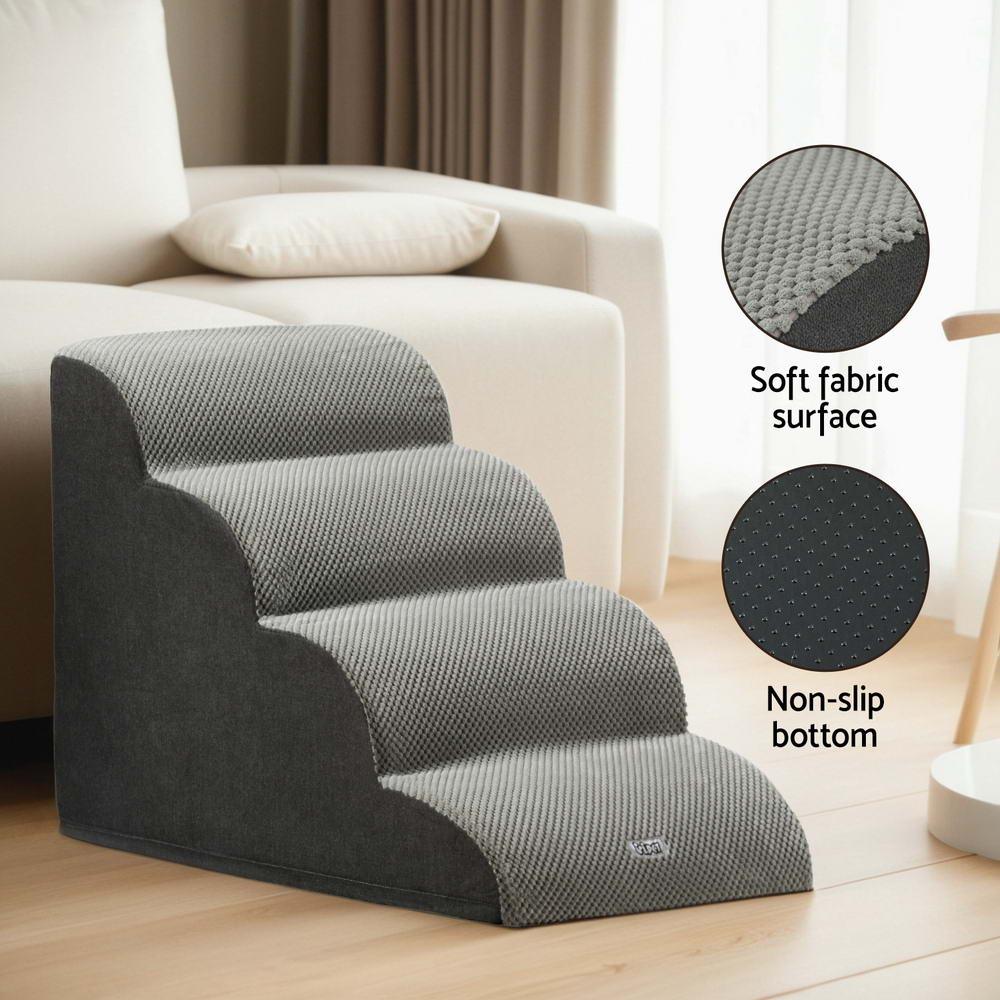 i.Pet Dog Ramp Steps Foam 4 Tier Pet Stairs For Bed Sofa Car Portable Indoor - Harrogates