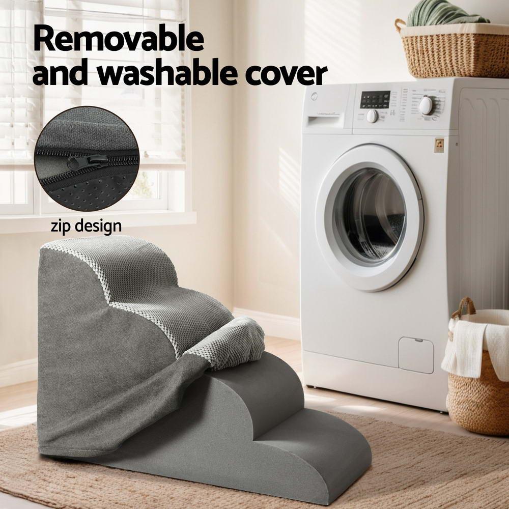 i.Pet Dog Ramp Steps Foam 4 Tier Pet Stairs For Bed Sofa Car Portable Indoor - Harrogates