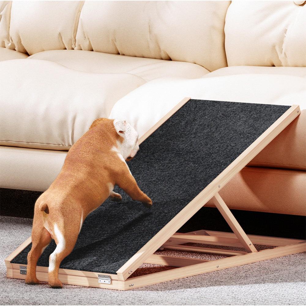 i.Pet Dog Ramp 100cm Adjustable Height Wooden Steps Stairs For Bed Sofa Car Foldable - Harrogates