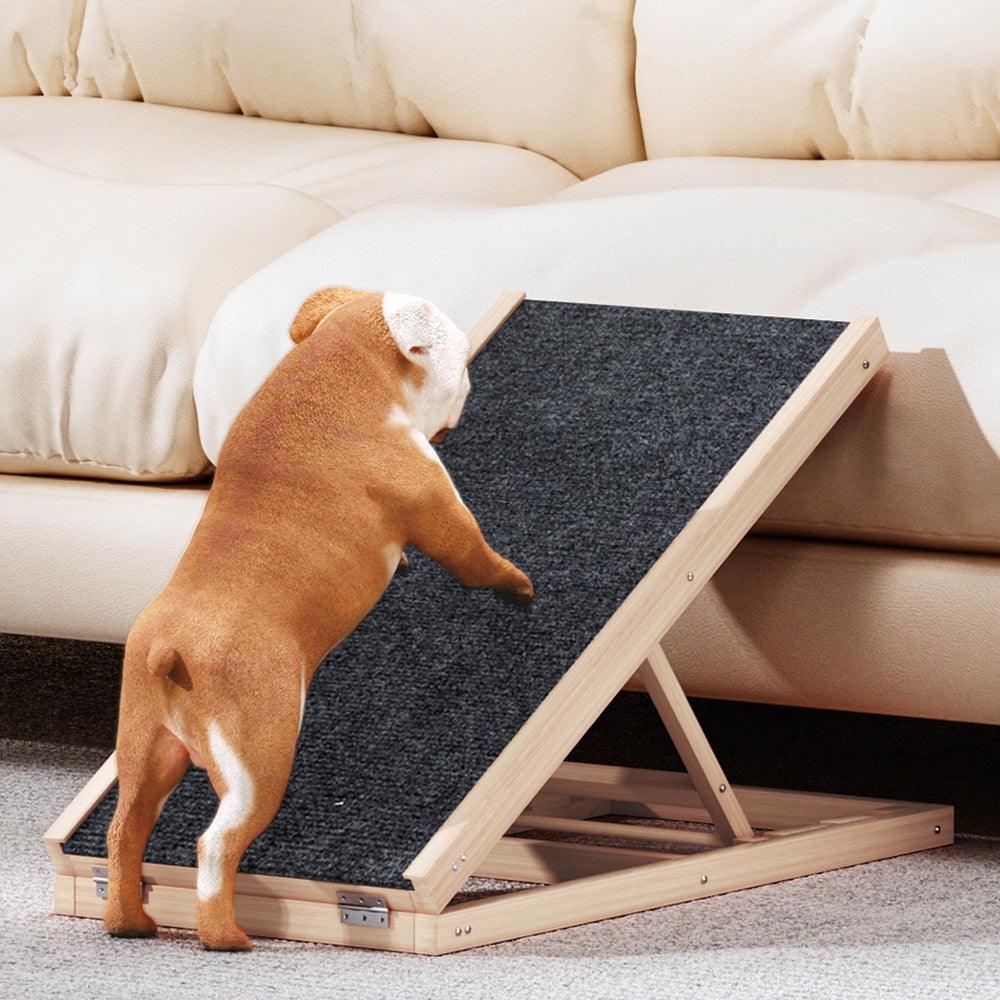 i.Pet Dog Ramp 70cm Adjustable Height Wooden Steps Stairs For Bed Sofa Car Foldable - Harrogates