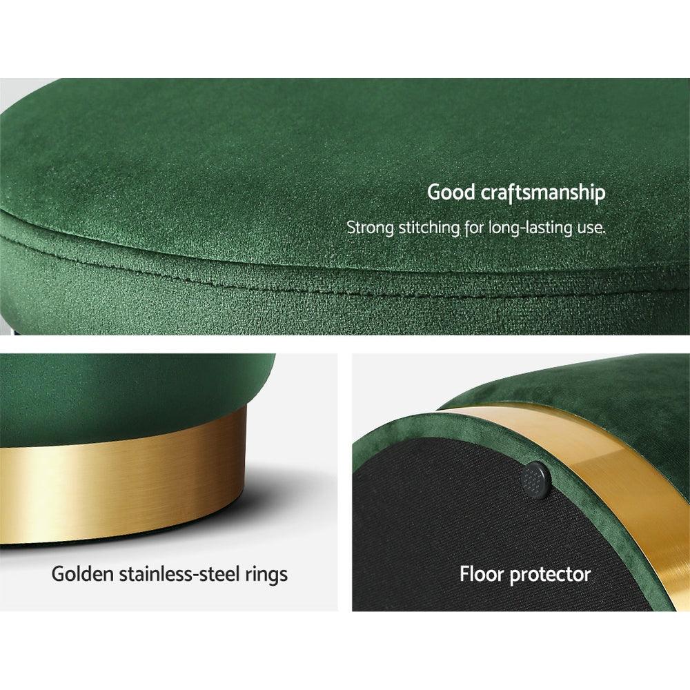 Artiss Ottoman Storage Foot Stool Round Velvet Green - Harrogates