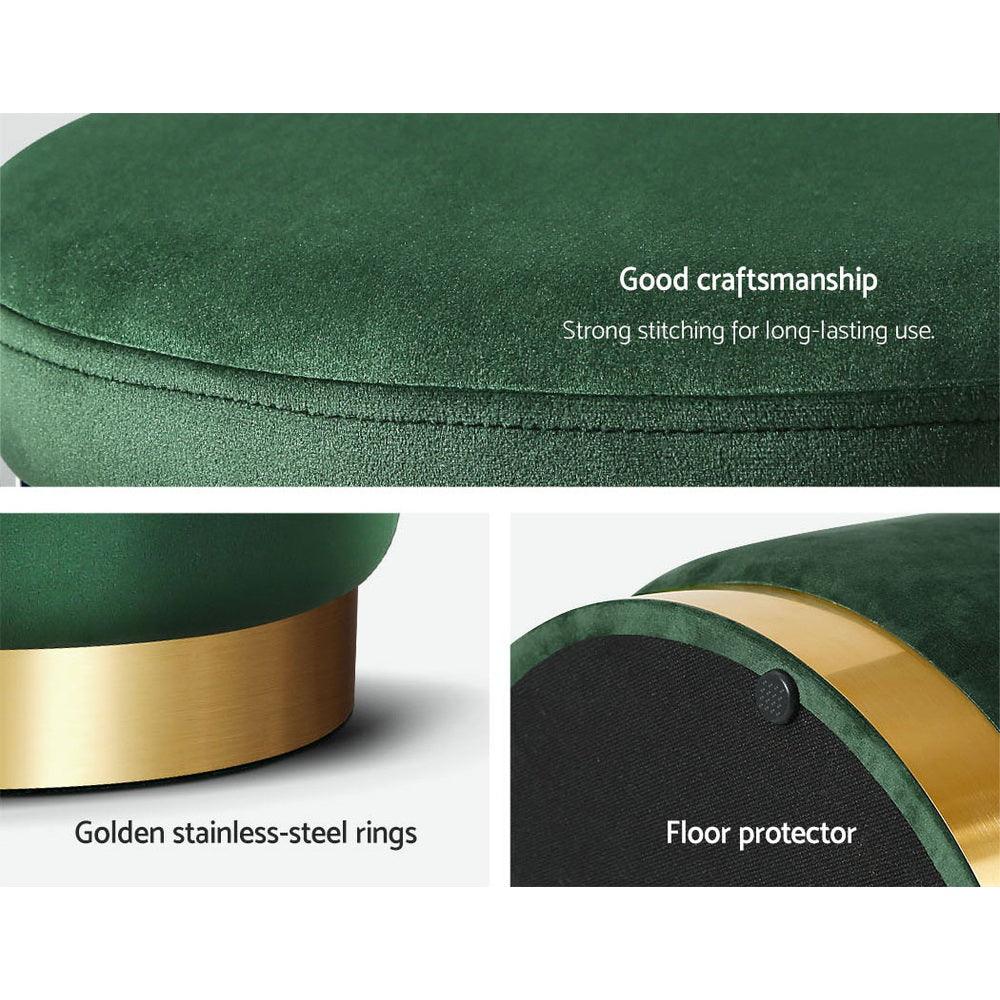 Artiss Ottoman Foot Stool Round Velvet Green - Harrogates