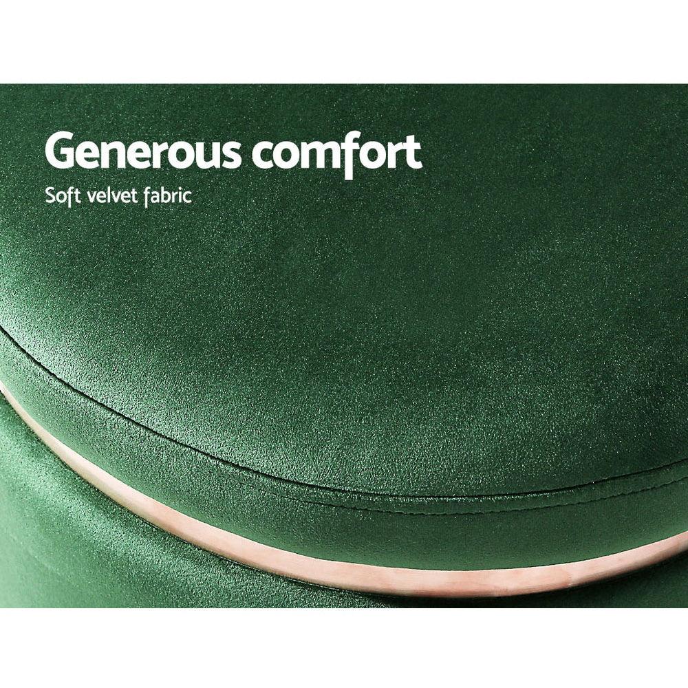 Artiss Ottoman Foot Stool Round Velvet Green - Harrogates