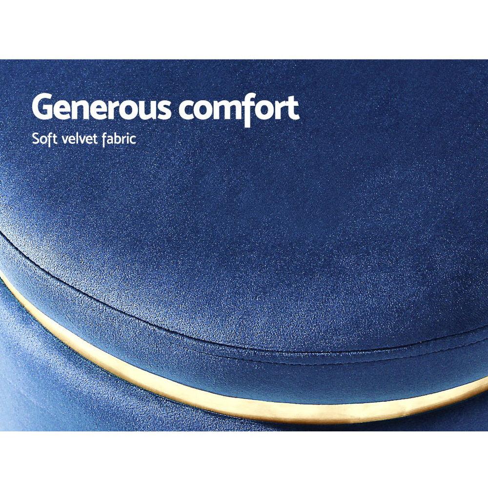 Artiss Ottoman Foot Stool Round Velvet Navy - Harrogates