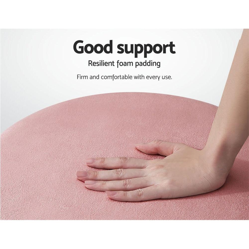 Artiss Ottoman Foot Stool Round Velvet Pink - Harrogates