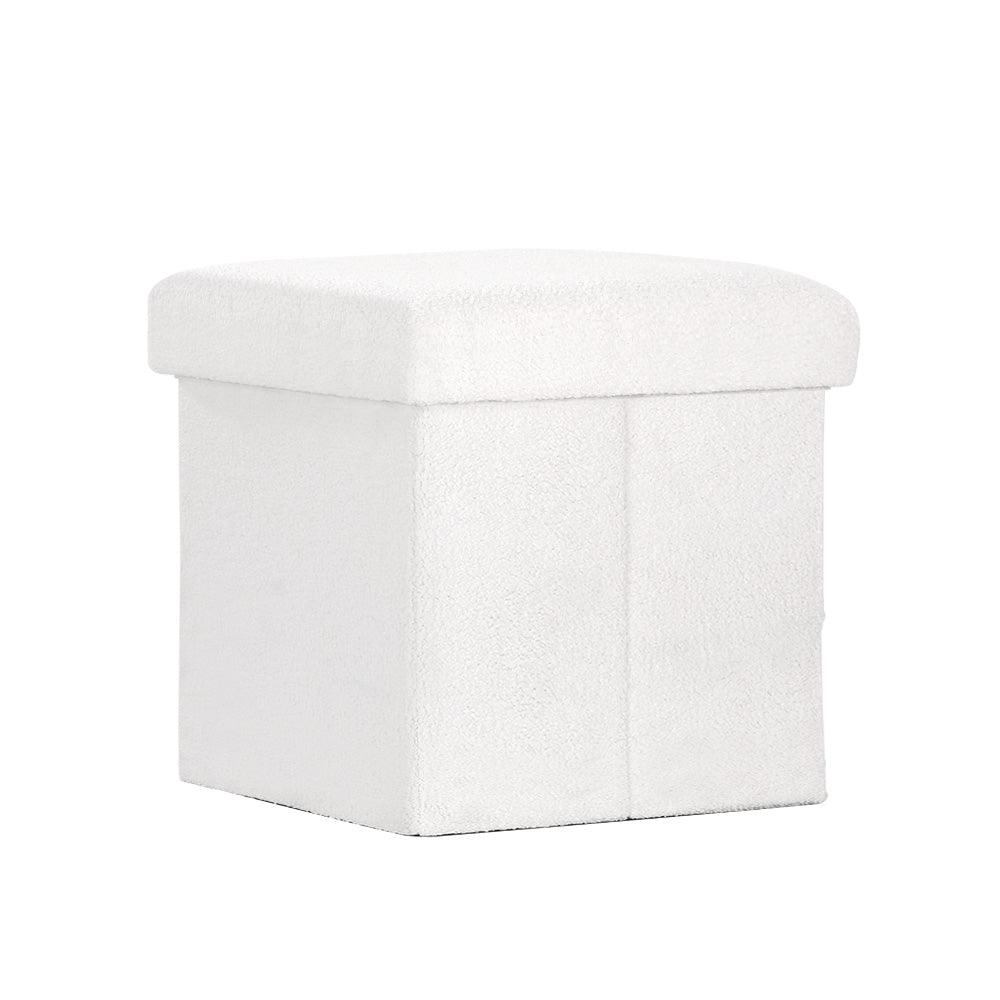 Artiss Ottoman Storage Foot Stool Vanity Square Teddy - Harrogates