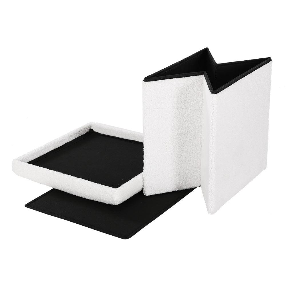 Artiss Ottoman Storage Foot Stool Vanity Square Teddy - Harrogates