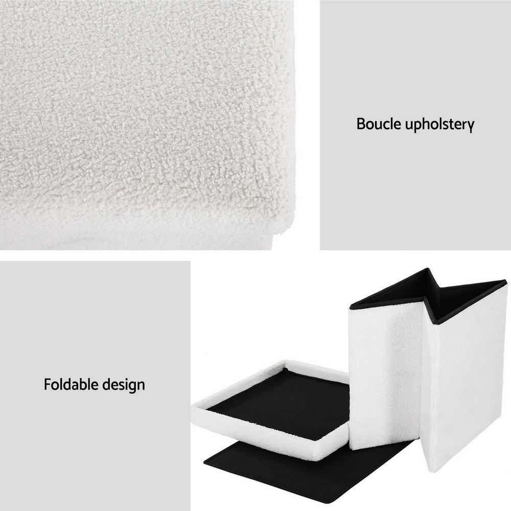 Artiss Ottoman Storage Foot Stool Vanity Square Teddy - Harrogates