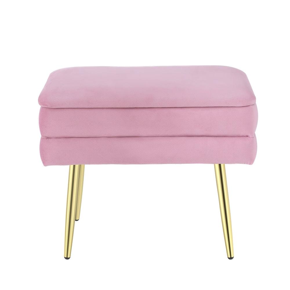 Artiss Ottoman Storage Foot Stool Vanity Velvet Pink - Harrogates