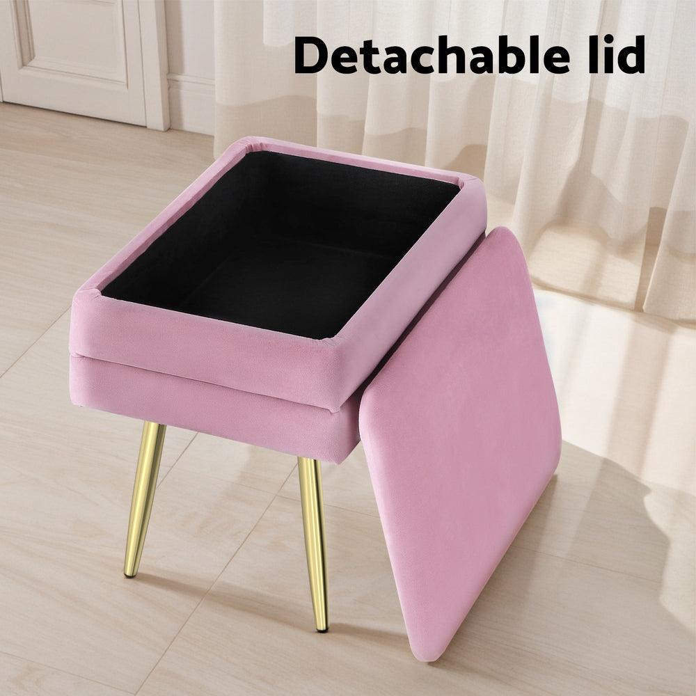 Artiss Ottoman Storage Foot Stool Vanity Velvet Pink - Harrogates