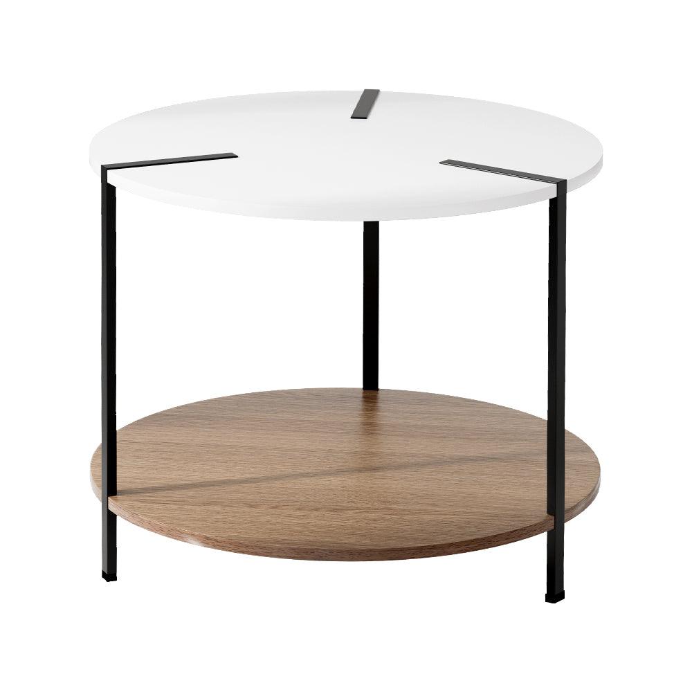 Artiss Coffee Table Side Table Round White Cedric - Harrogates