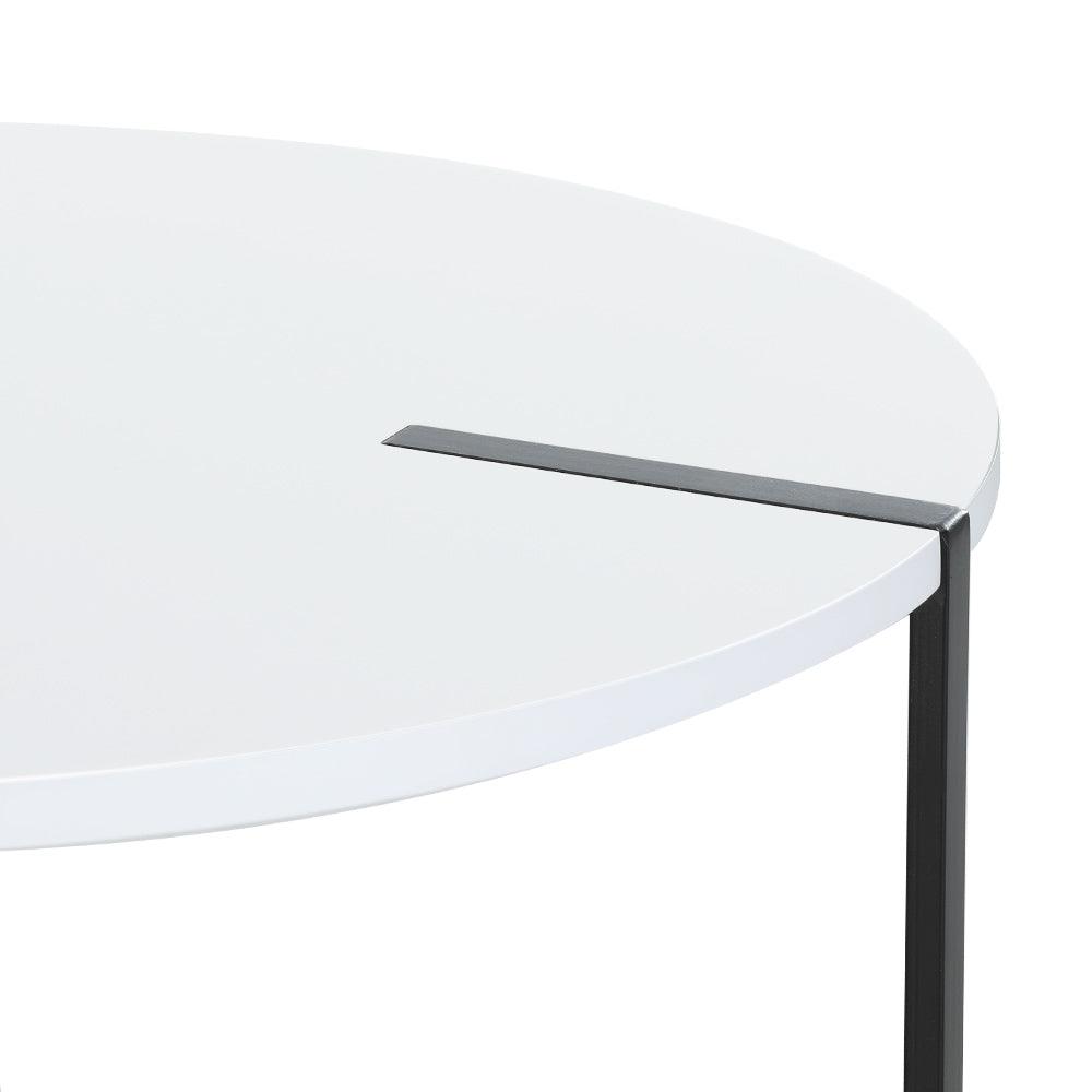 Artiss Coffee Table Side Table Round White Cedric - Harrogates