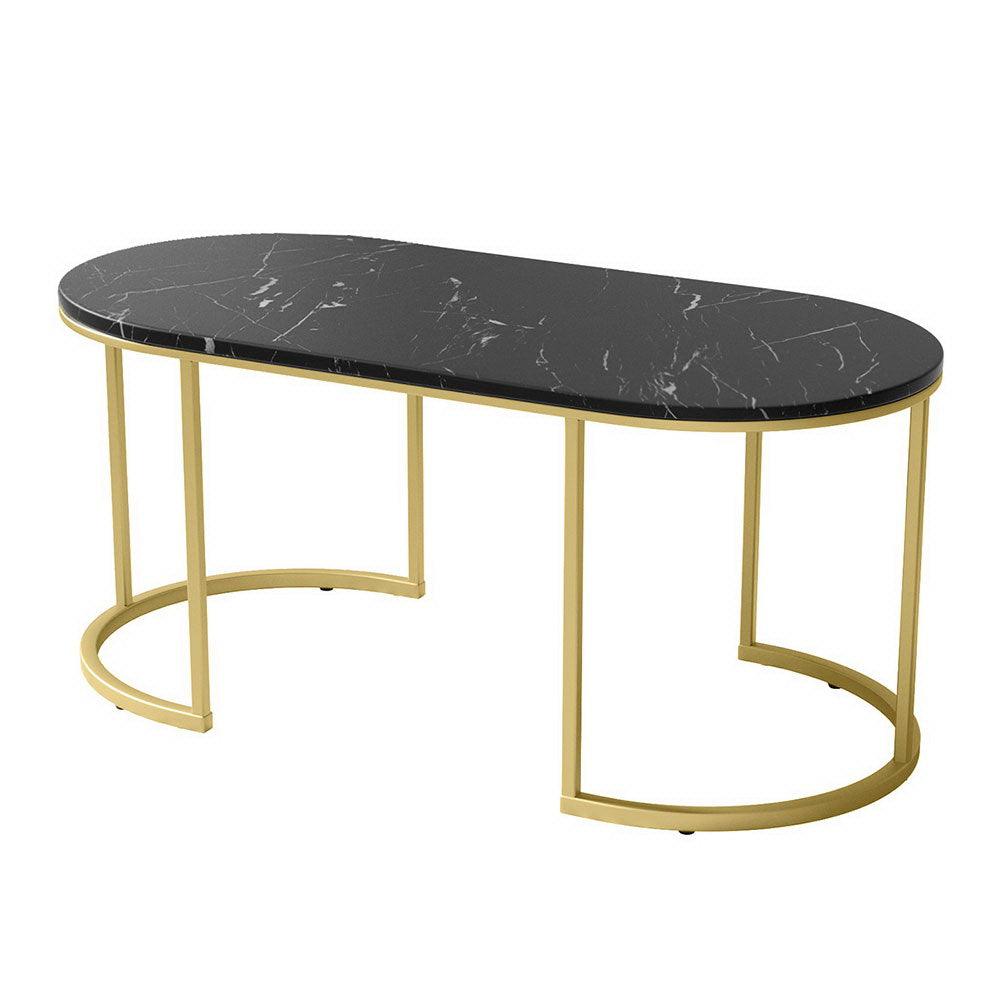 Artiss Coffee Table Marble Effect Black - Harrogates