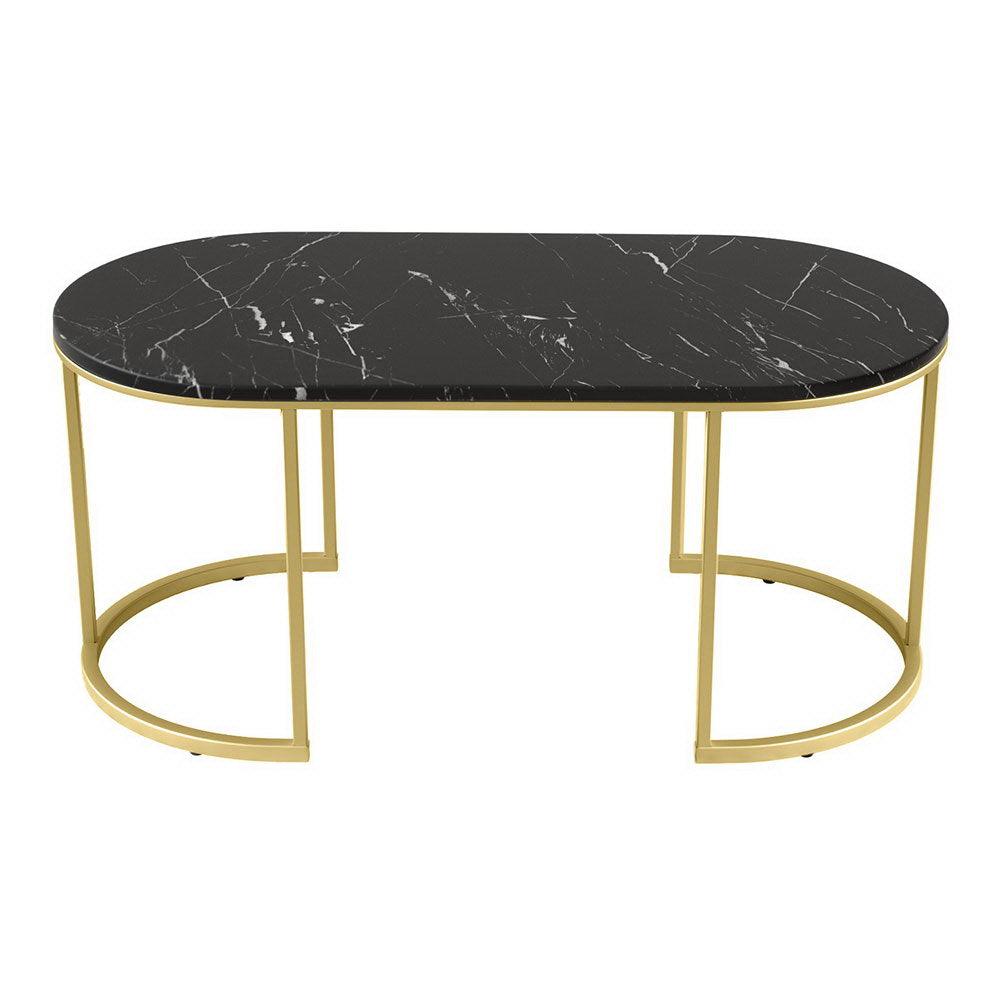 Artiss Coffee Table Marble Effect Black - Harrogates