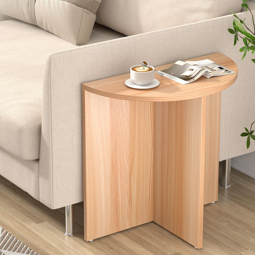 Artiss Coffee Table Semi-circle 48CM Pine Elva - Harrogates