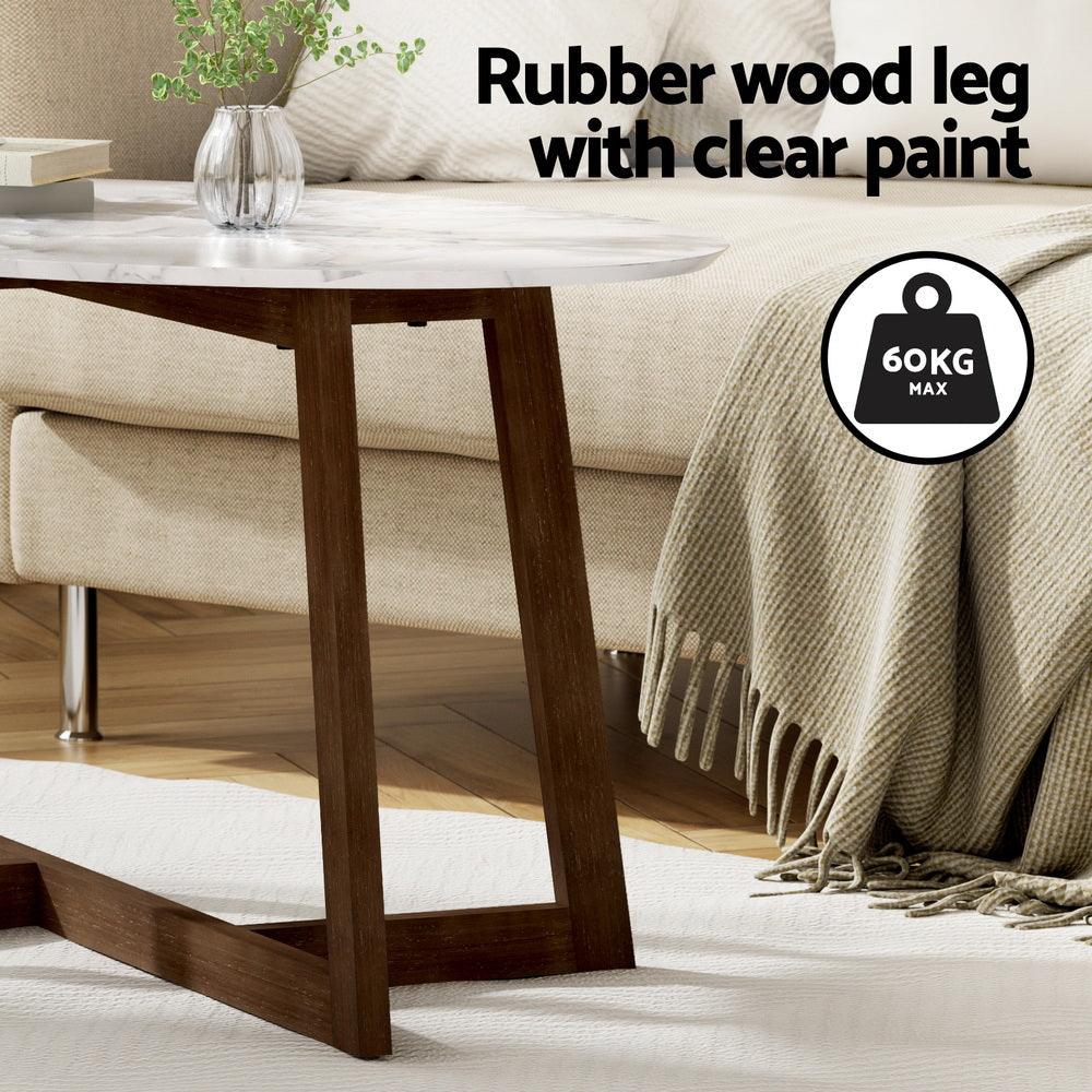 Artiss Coffee Table Oval Marble Effect - Harrogates