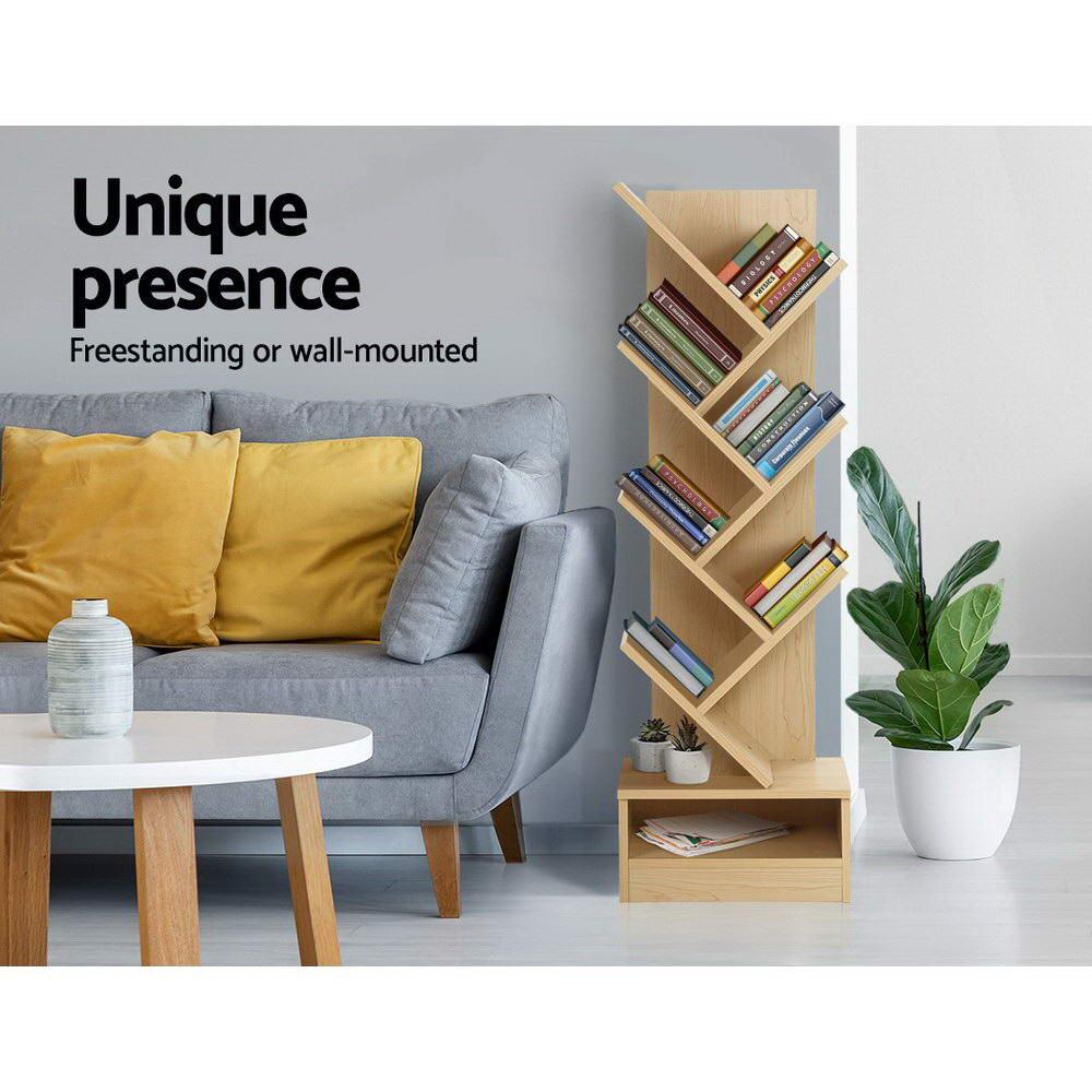 Artiss Tree Bookshelf 7 Tiers - ECHO Oak - Harrogates