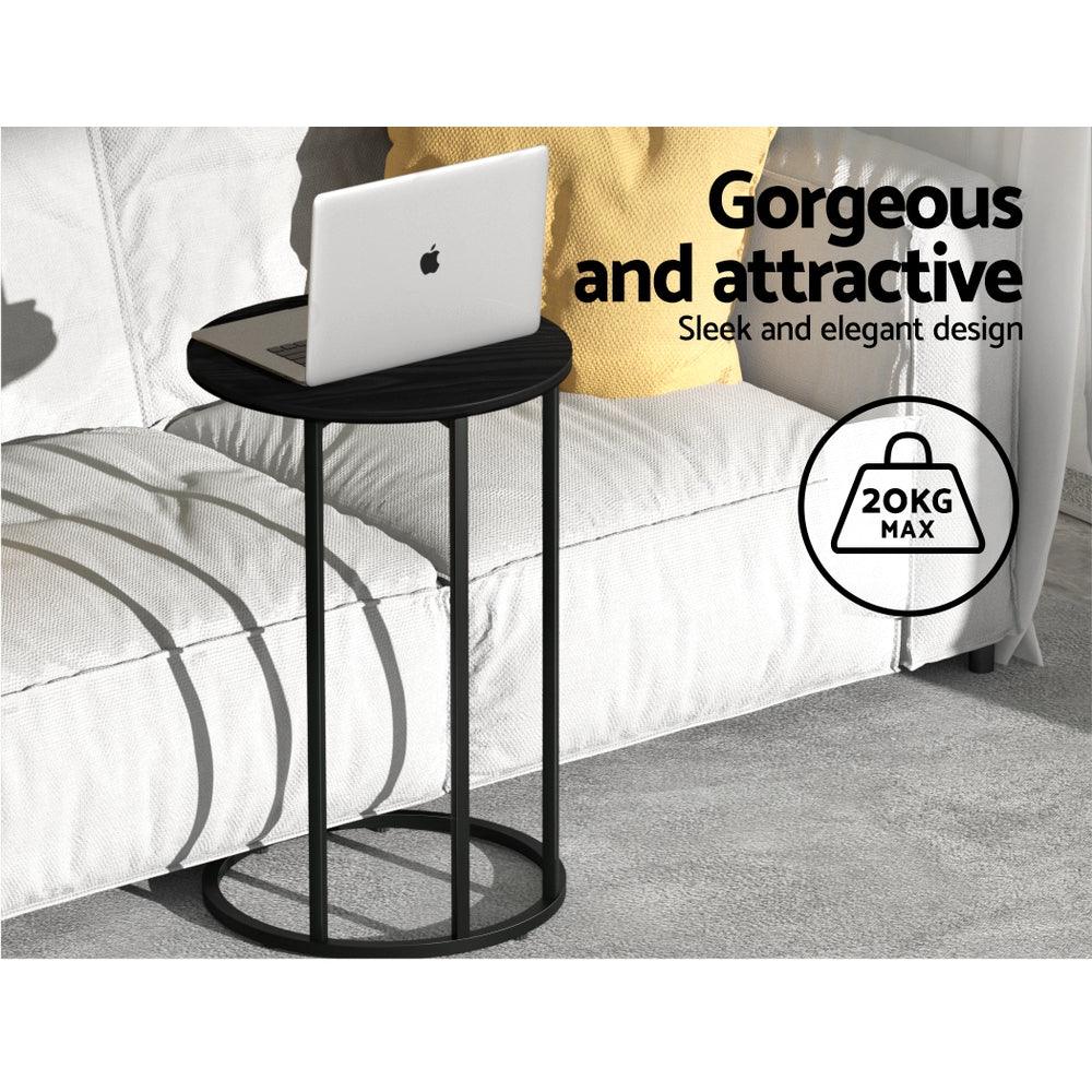 Artiss Coffee Table Side Table Round Black Martha - Harrogates