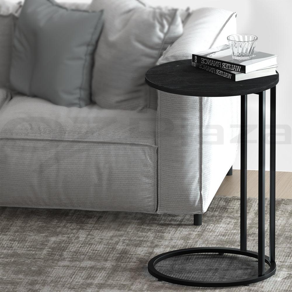 Artiss Coffee Table Side Table Round Black Martha - Harrogates
