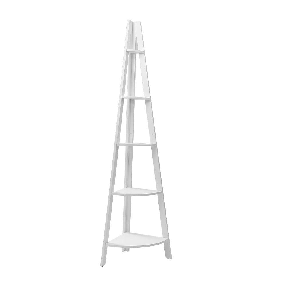 Artiss Bookshelf Corner Shelf 5 Tiers - CANE White - Harrogates