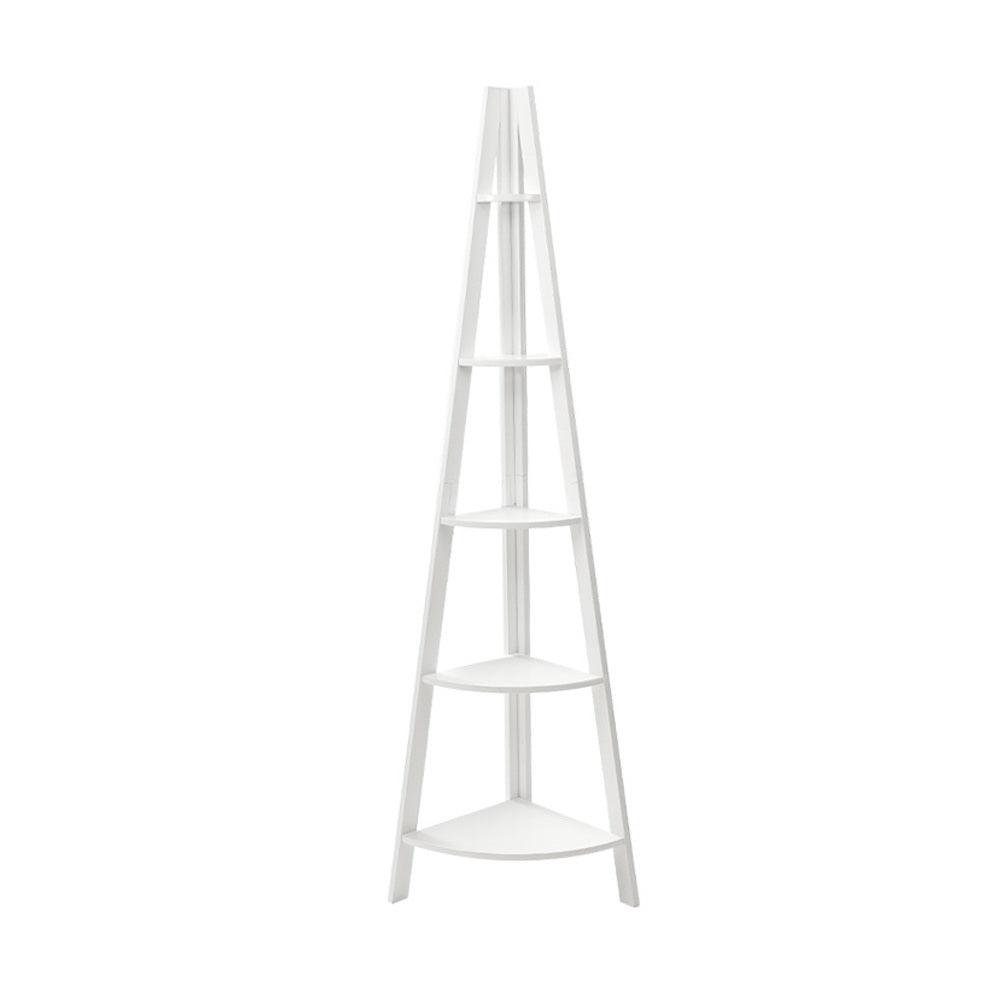 Artiss Bookshelf Corner Shelf 5 Tiers - CANE White - Harrogates