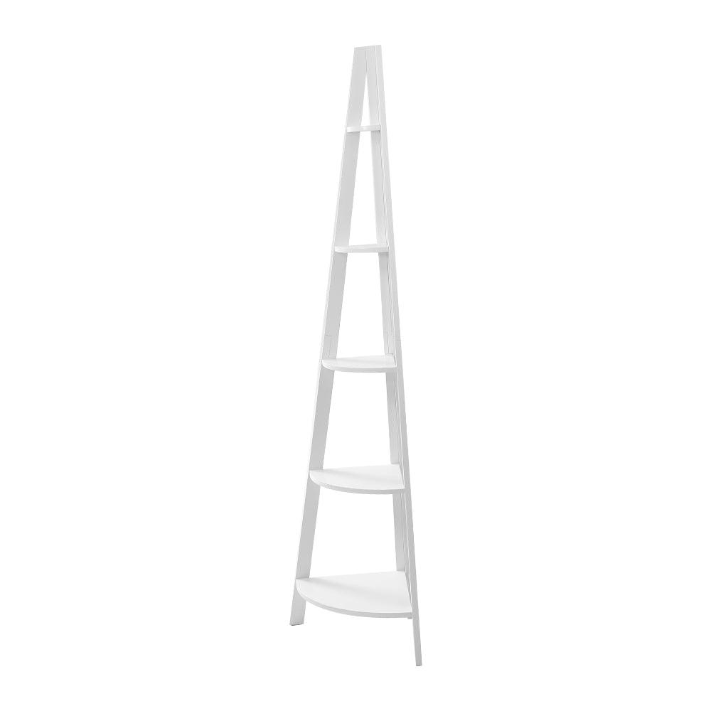 Artiss Bookshelf Corner Shelf 5 Tiers - CANE White - Harrogates