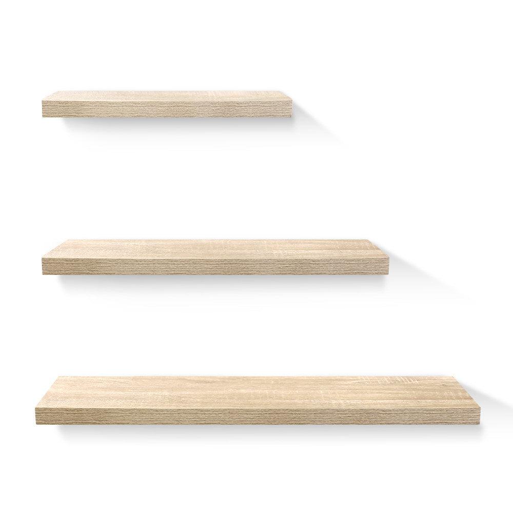 Artiss Floating Wall Shelf Set of 3 Oak - Harrogates