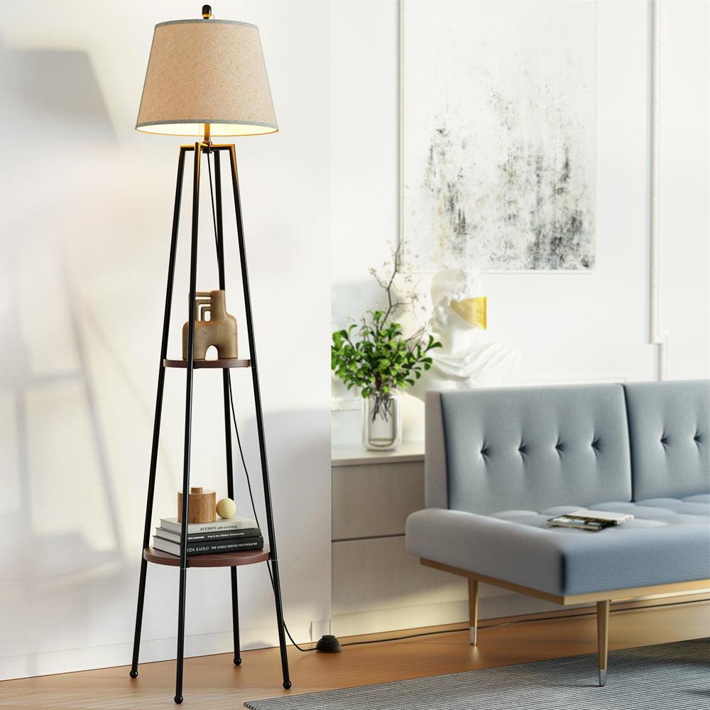 Artiss Floor Lamp 2 Tier Shelf Storage LED Light Stand Home Living Room Upright - Harrogates