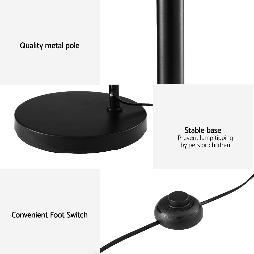 Artiss Floor Lamp Light Stand Modern Home Living Room Office Reading Glass Shade Black - Harrogates
