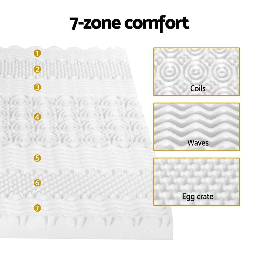Giselle Bedding Memory Foam Mattress Topper 7-Zone Airflow Pad 8cm Double White - Harrogates