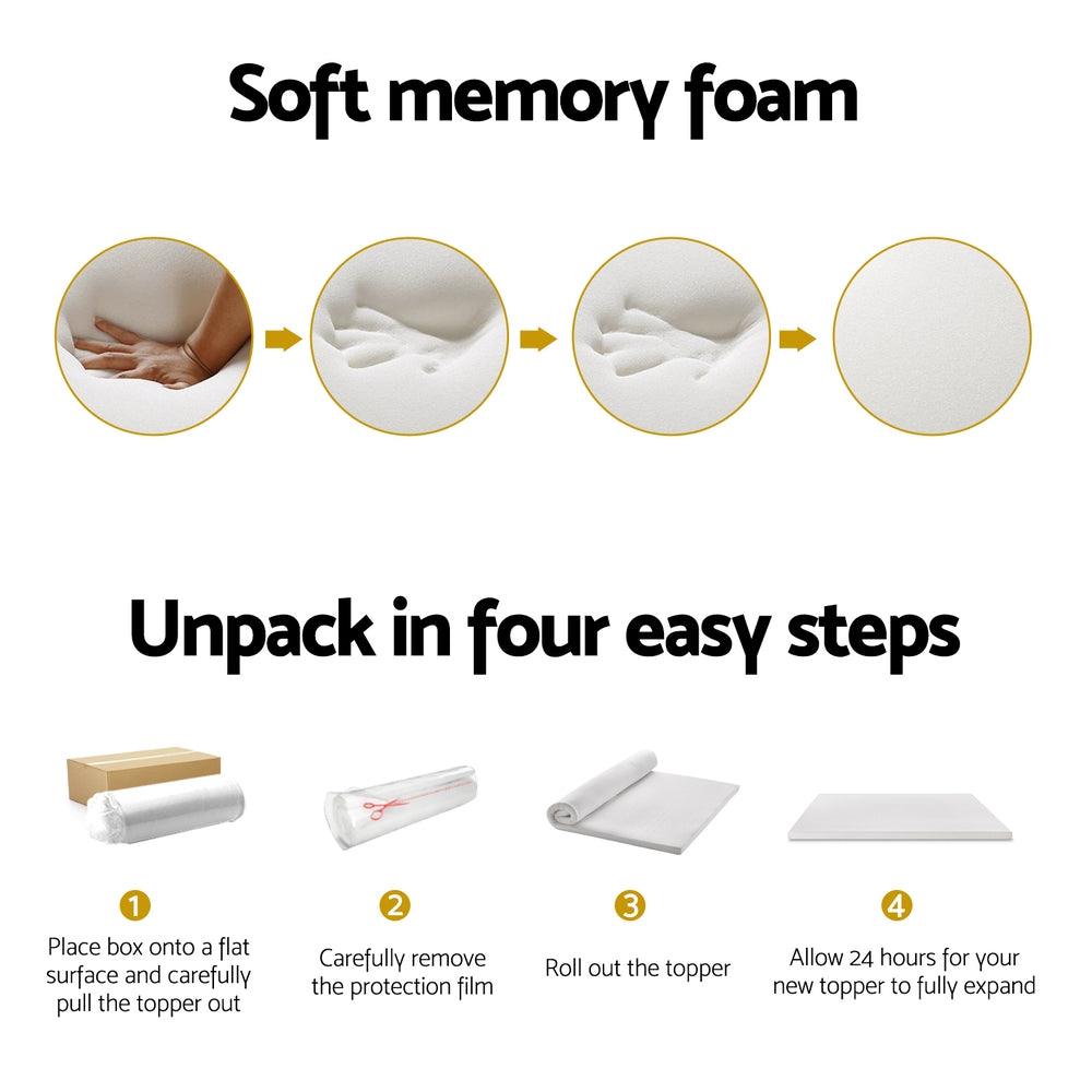 Giselle Bedding Memory Foam Mattress Topper 7-Zone Airflow Pad 8cm Single White - Harrogates