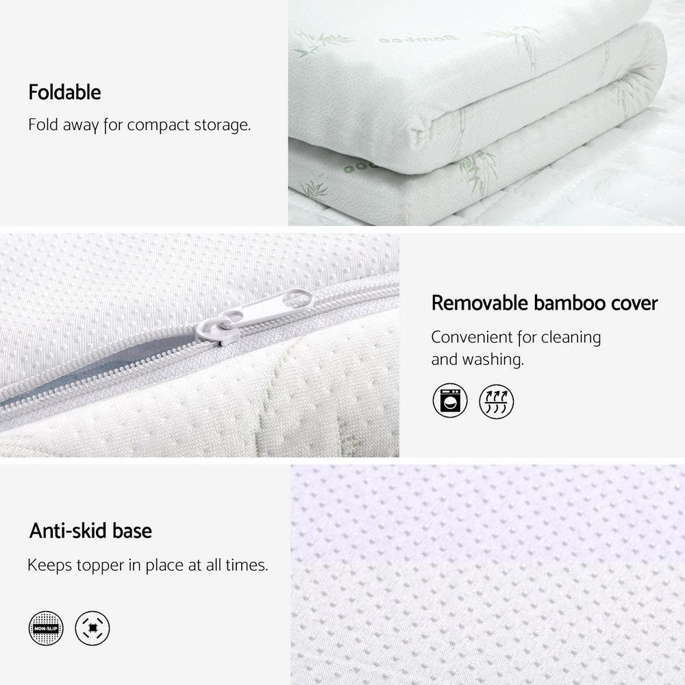 Giselle Bedding Memory Foam Mattress Topper Cool Gel Bed Mat Bamboo 10cm Single - Harrogates