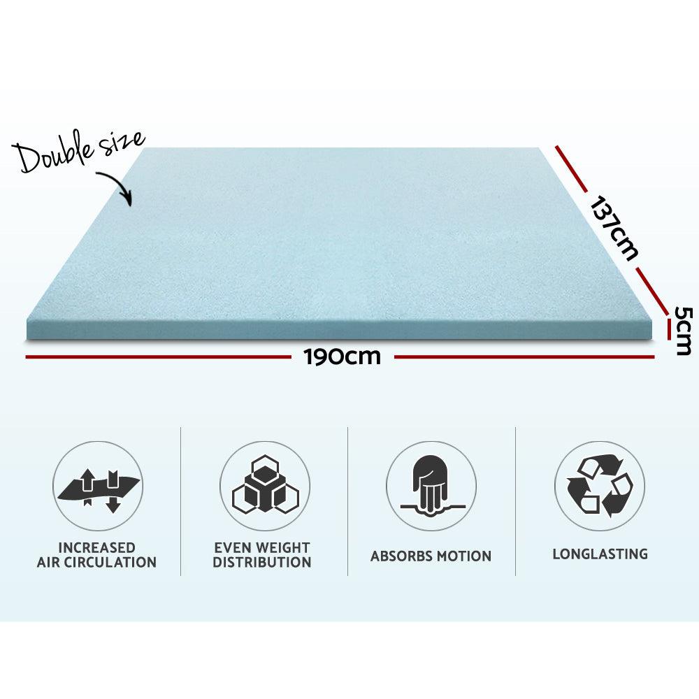 Giselle Bedding Memory Foam Mattress Topper Cool Gel 5cm Double - Harrogates