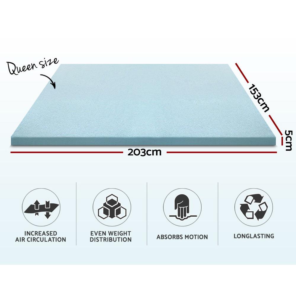 Giselle Bedding Memory Foam Mattress Topper Cool Gel 5cm Queen - Harrogates