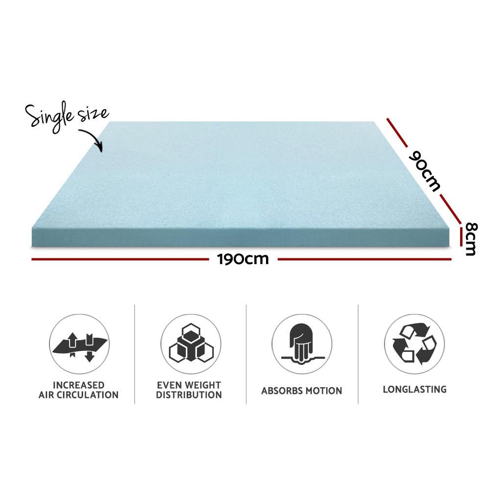Giselle Bedding Memory Foam Mattress Topper Cool Gel 8cm Single - Harrogates