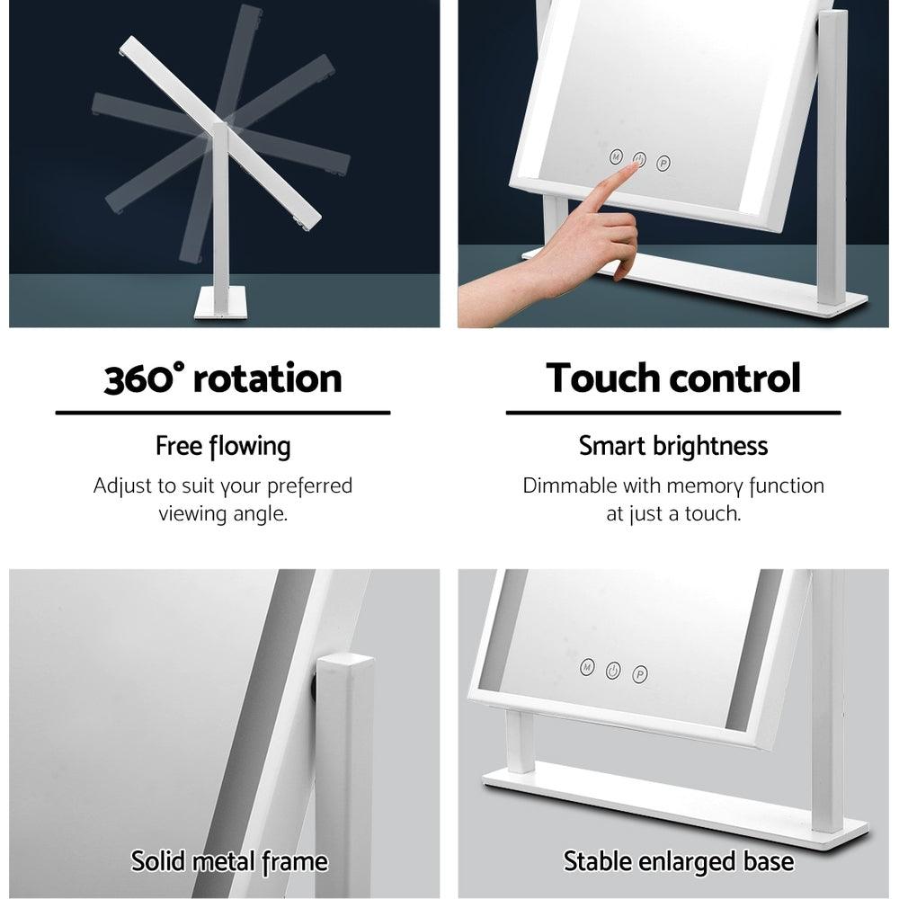 Embellir Makeup Mirror 25x30cm Hollywood Vanity with LED Light Rotation White - Harrogates