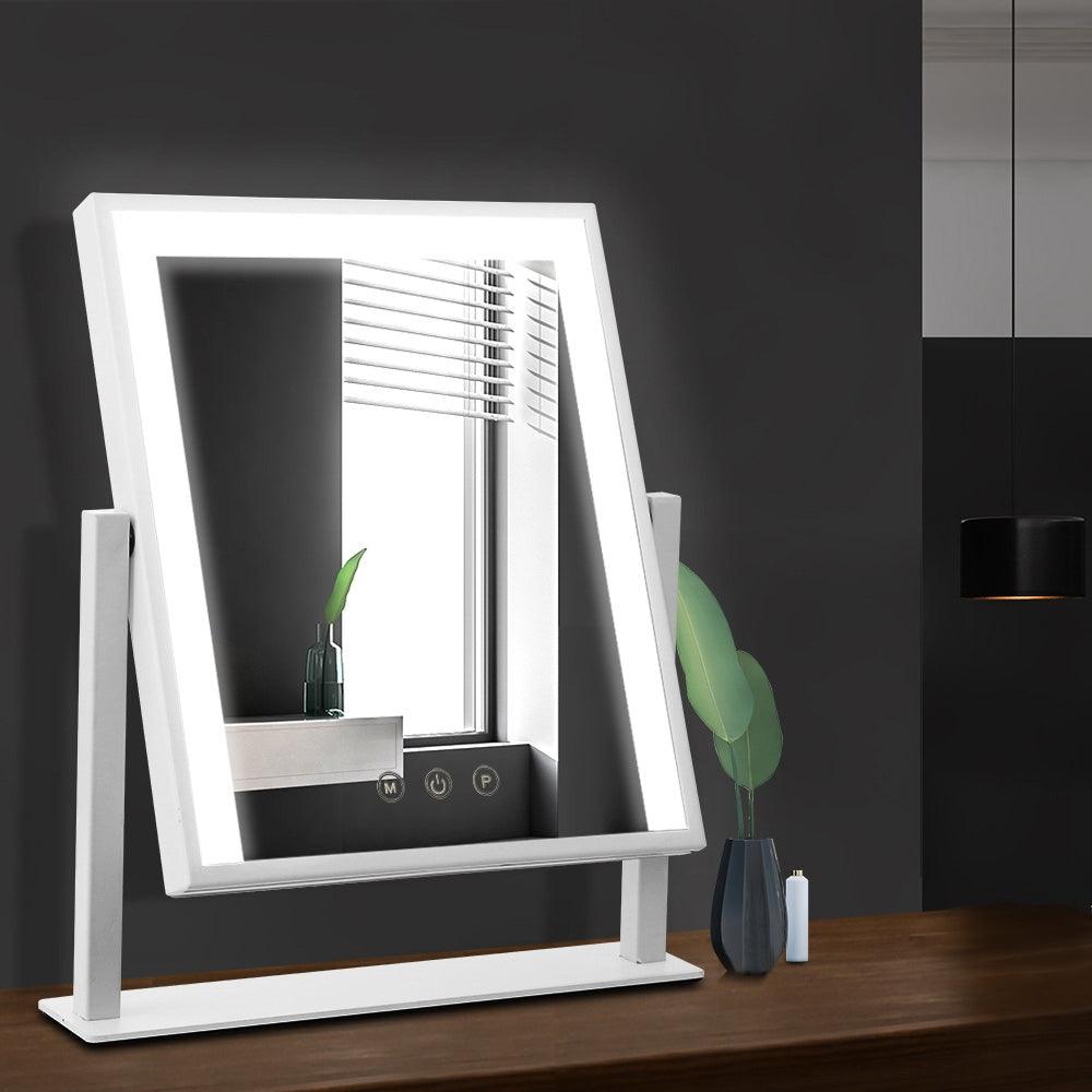 Embellir Makeup Mirror 25x30cm Hollywood Vanity with LED Light Rotation White - Harrogates