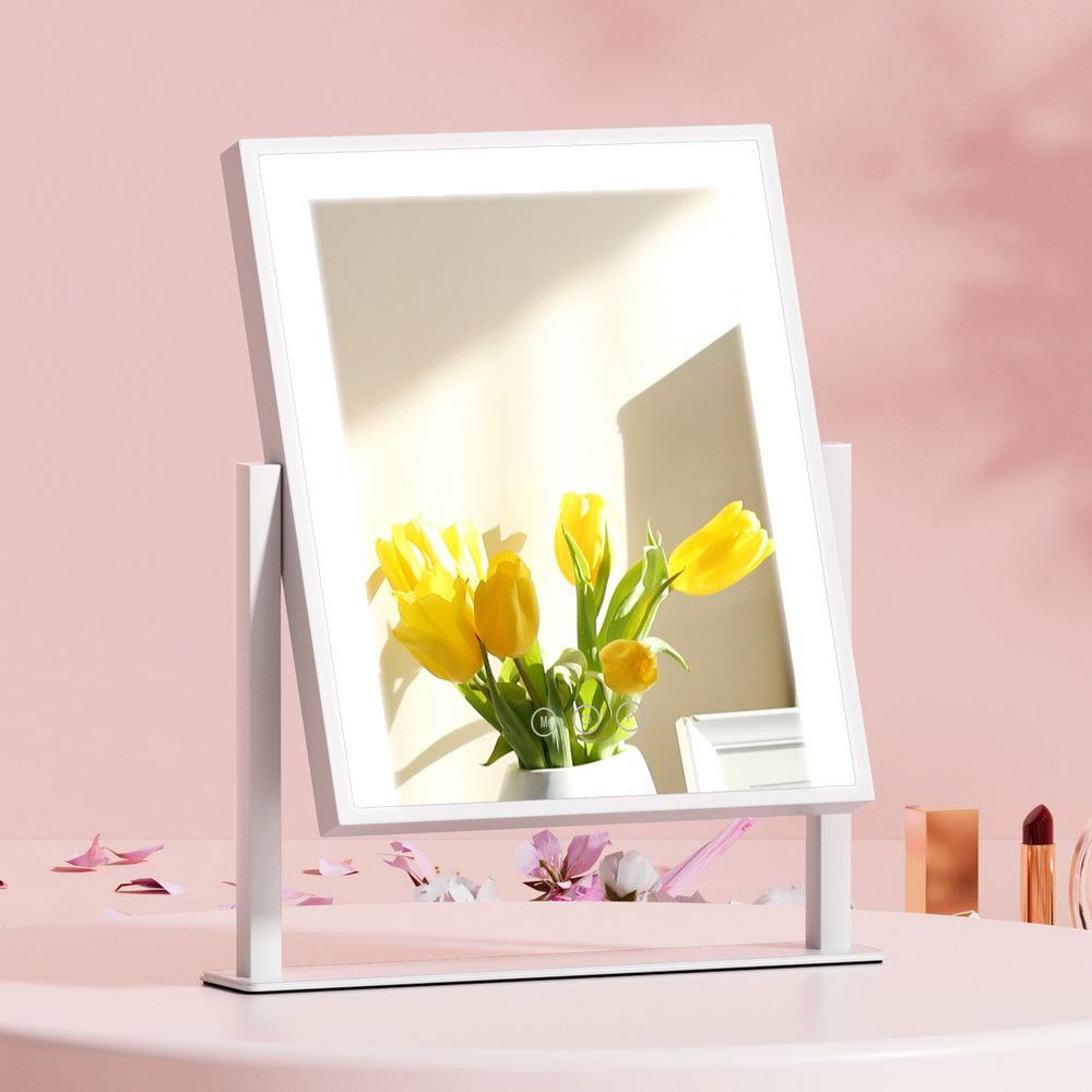 Embellir Makeup Mirror 25x30cm Hollywood Vanity with LED Light Rotation White - Harrogates