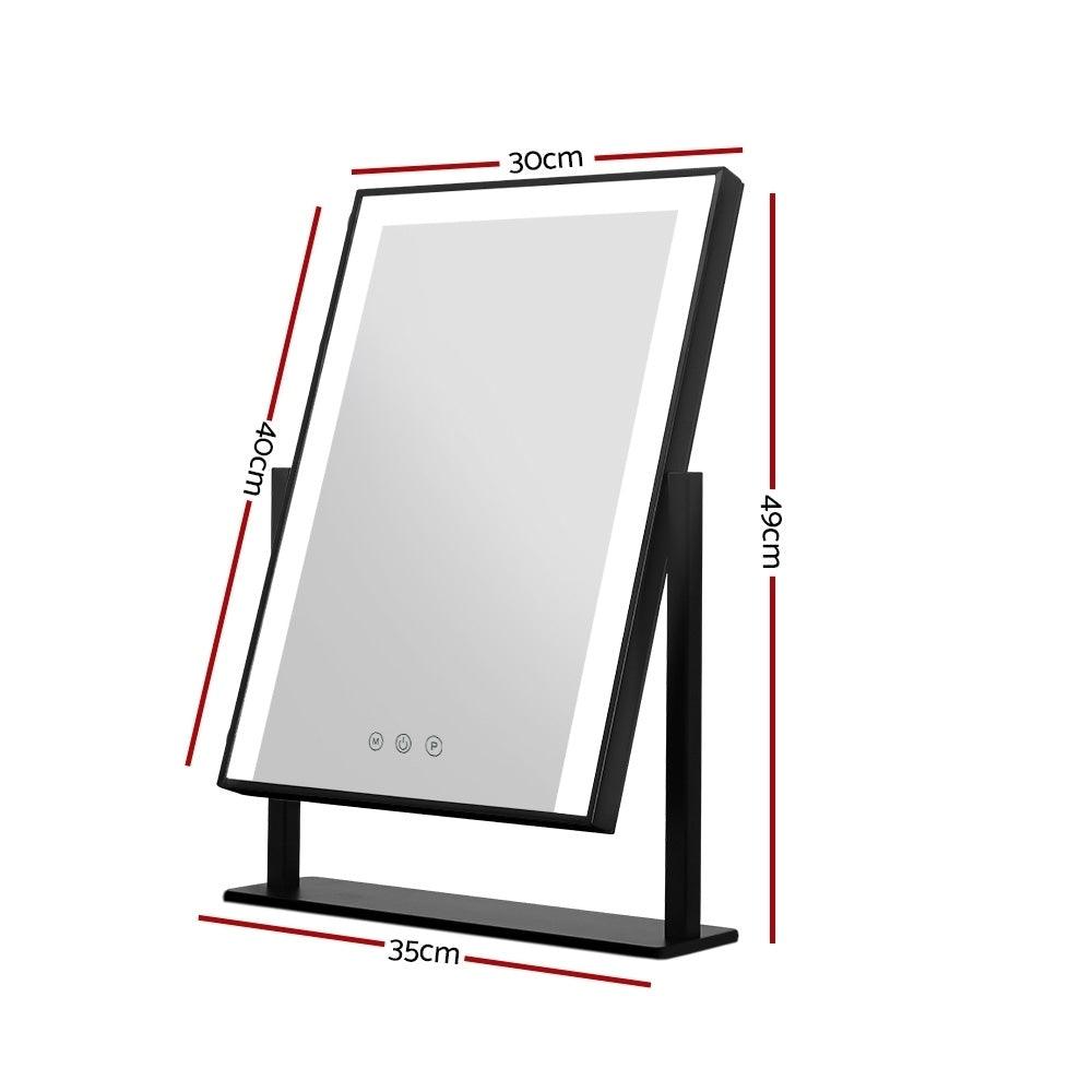 Embellir Makeup Mirror 30x40cm Hollywood Vanity with LED Light Rotation Black - Harrogates