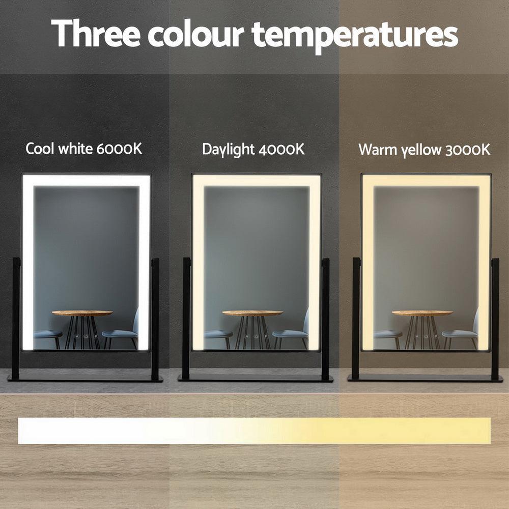 Embellir Makeup Mirror 30x40cm Hollywood Vanity with LED Light Rotation Black - Harrogates