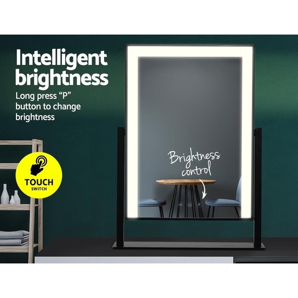 Embellir Makeup Mirror 30x40cm Hollywood Vanity with LED Light Rotation Black - Harrogates