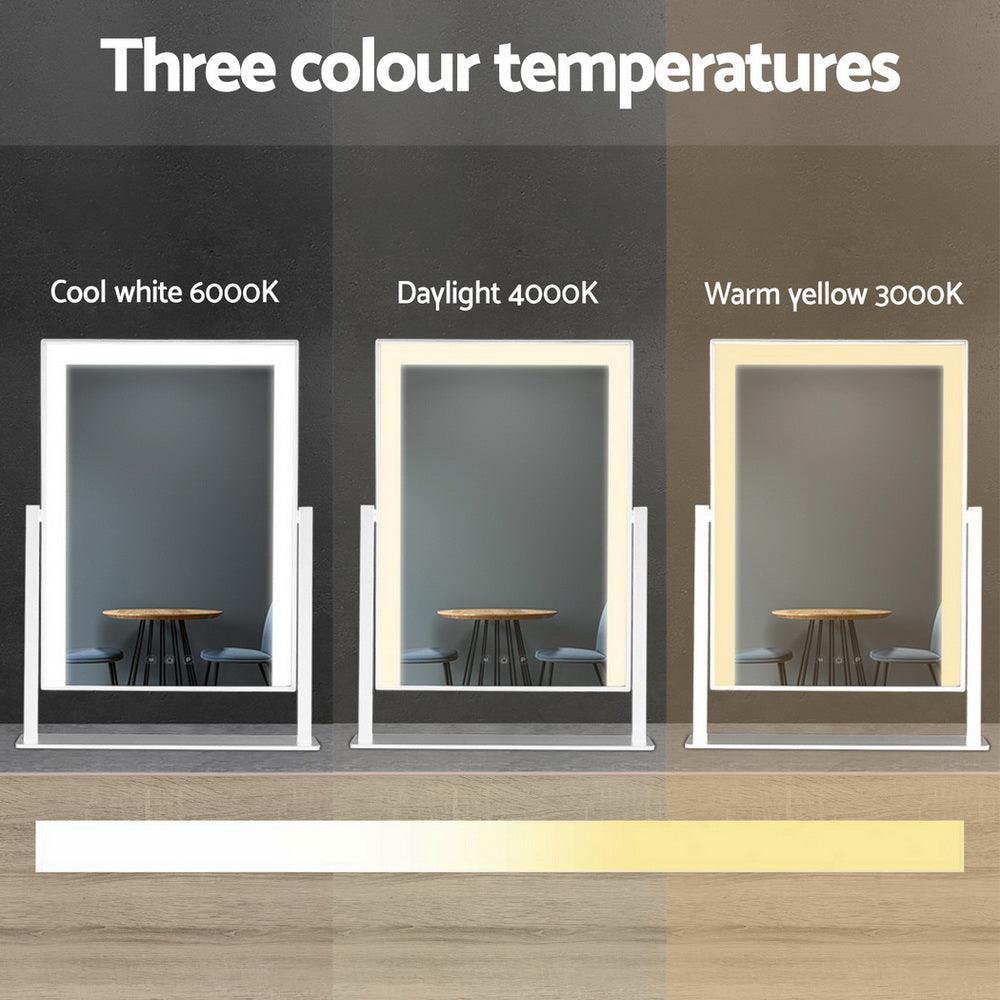 Embellir Makeup Mirror 30x40cm Hollywood Vanity with LED Light Rotation White - Harrogates