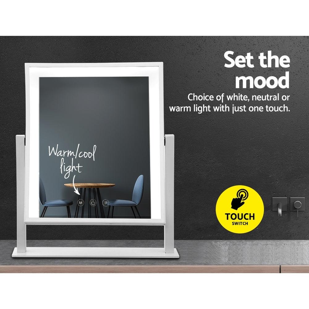 Embellir Makeup Mirror 30x40cm Hollywood Vanity with LED Light Rotation White - Harrogates