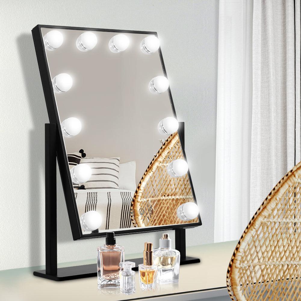 Embellir Makeup Mirror 30x48cm Hollywood Vanity with LED Light Rotation Tabletop - Harrogates