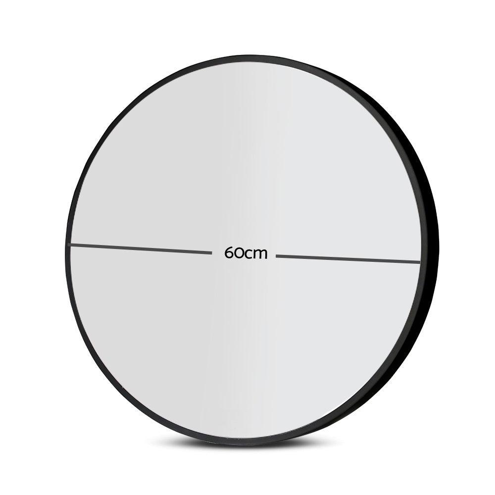Embellir Wall Mirror Makeup 60cm Home Decor Framed Mirrors Bathroom Round Black - Harrogates
