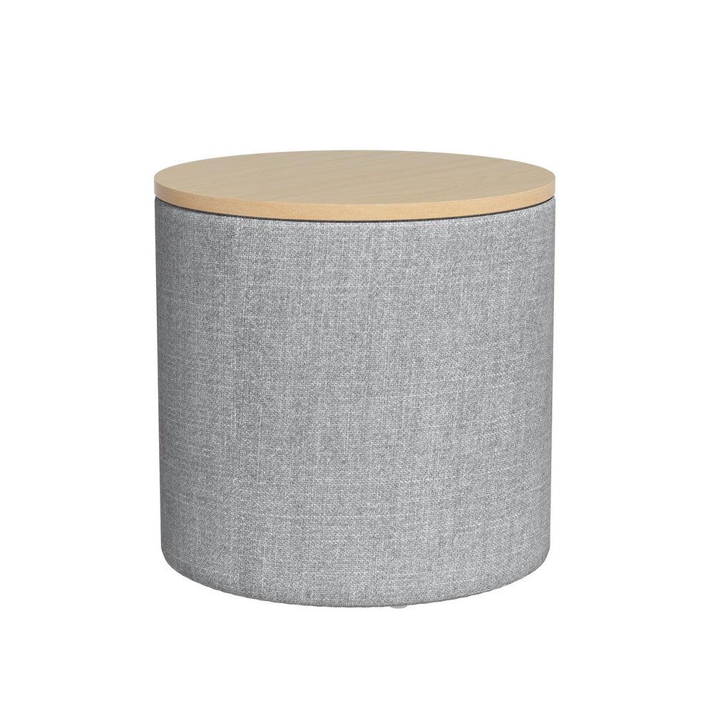 Artiss Storage Ottoman Blanket Box 40cm Linen Round Grey - Harrogates