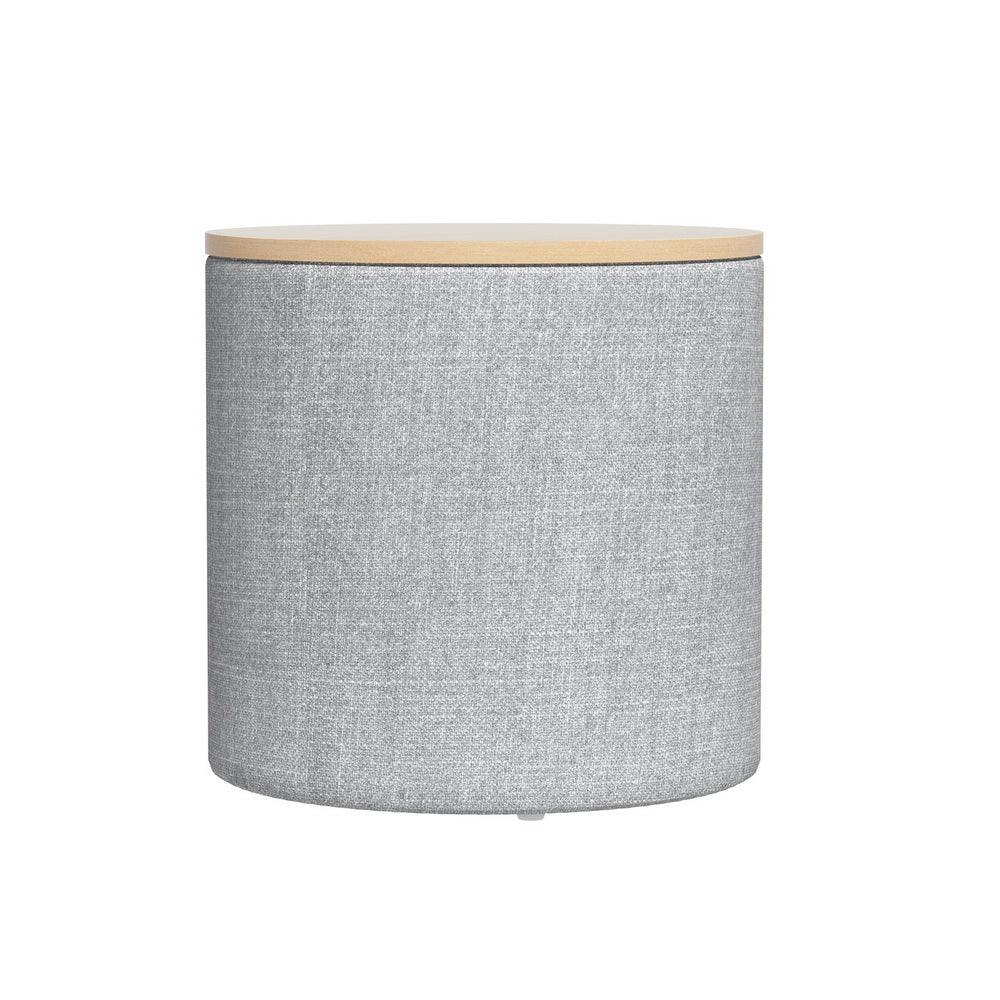 Artiss Storage Ottoman Blanket Box 40cm Linen Round Grey - Harrogates