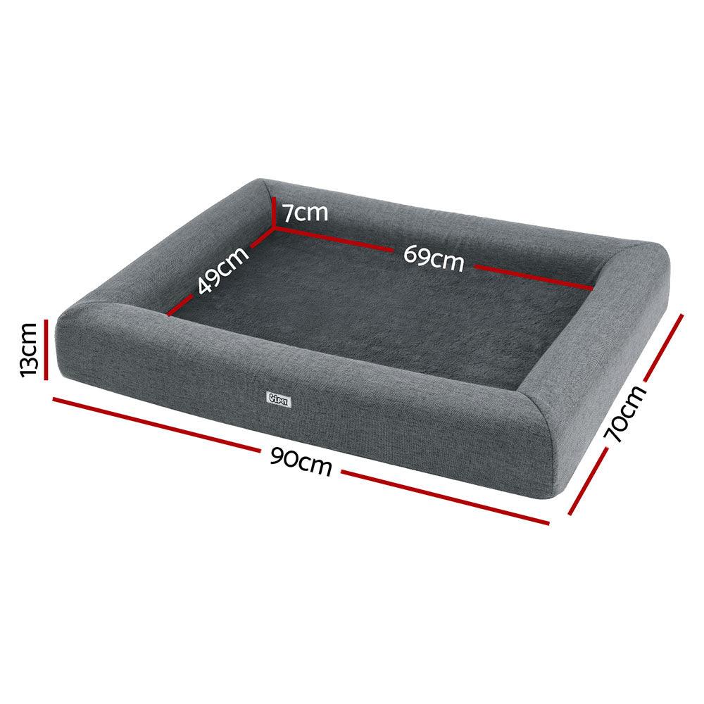 i.Pet Pet Bed Dog Cat Large Calming Soft Sofa Cushion Egg Crate Washable Grey - Harrogates