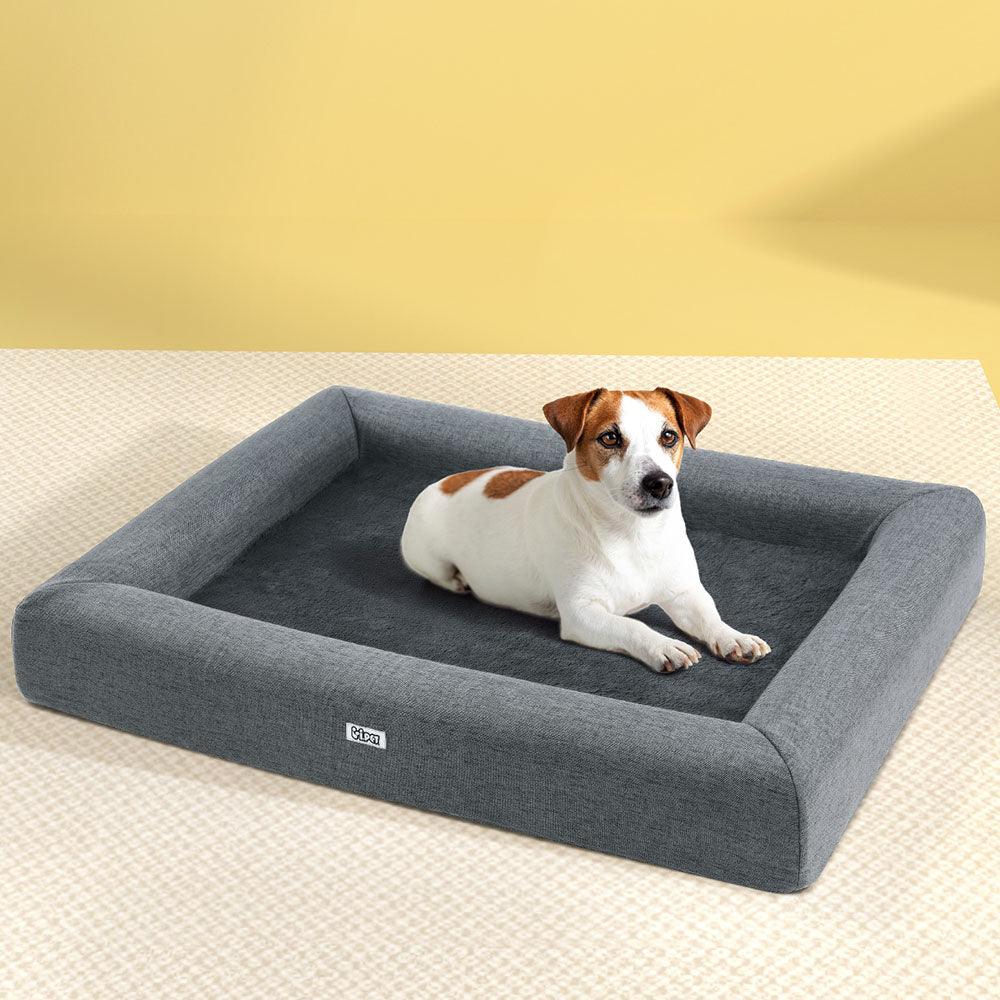i.Pet Pet Bed Dog Cat Large Calming Soft Sofa Cushion Egg Crate Washable Grey - Harrogates